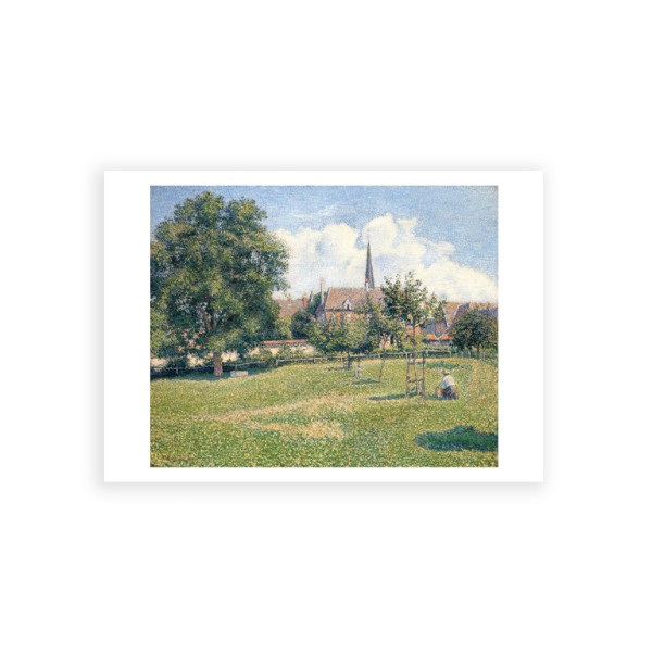 Postkarte Din A6 . PISSARRO . HAUS DER TAUBEN FRAU UND GLOCKENTURM . edited by muse
