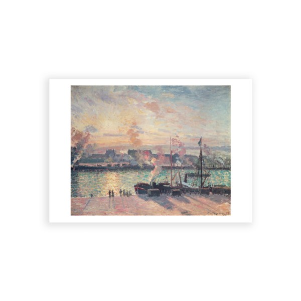 Postkarte Din A6 . PISSARRO . SONNENUNTERGANG HAFEN VON ROUEN . edited by muse