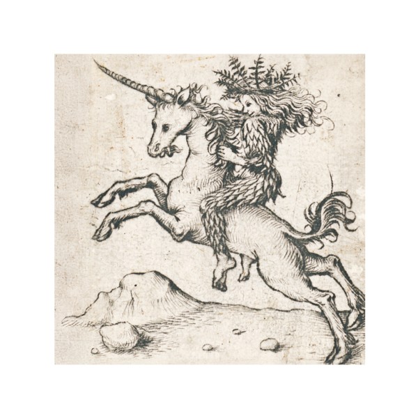 Print . WILDER MANN AUF EINHORN . edited by muse