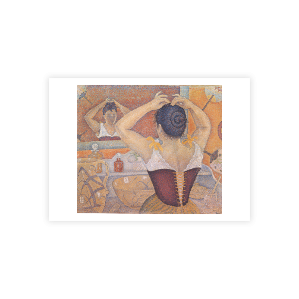 Postkarte Din A6 . SIGNAC . SICH FRISIERENDE FRAU . edited by muse
