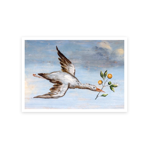 Print A5 . GARTENREICH WÖRLITZ . STORCH MIT ORANGENZWEIG . edited by muse