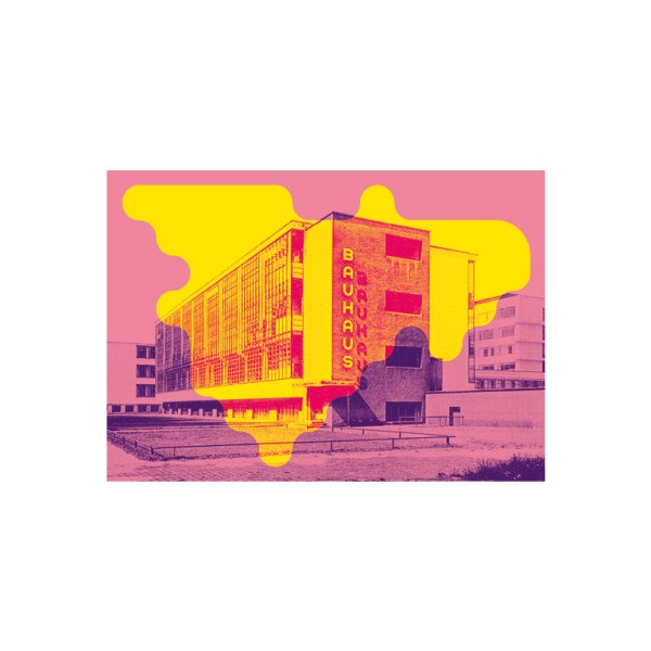 Postkarte Din A6 . BAUHAUSGEBÄUDE . Bauhaus Dessau 100 . edited by muse